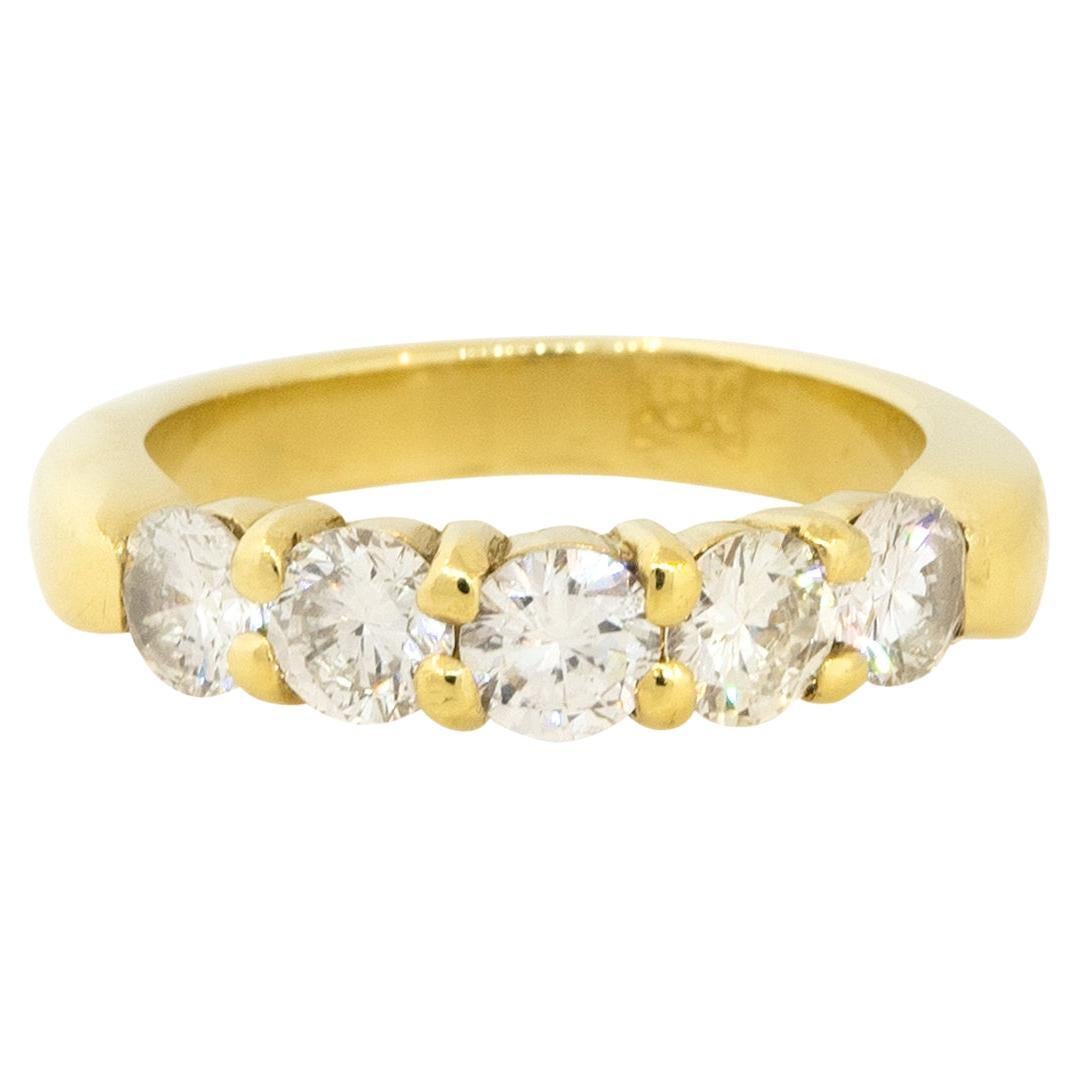 1.10 Carat 5 Diamond Bridal Band Ring 18 Karat In Stock For Sale