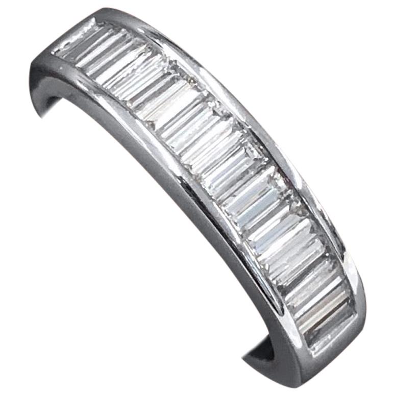 1.10 Carat Baguette Diamond Band in 14 Karat White Gold