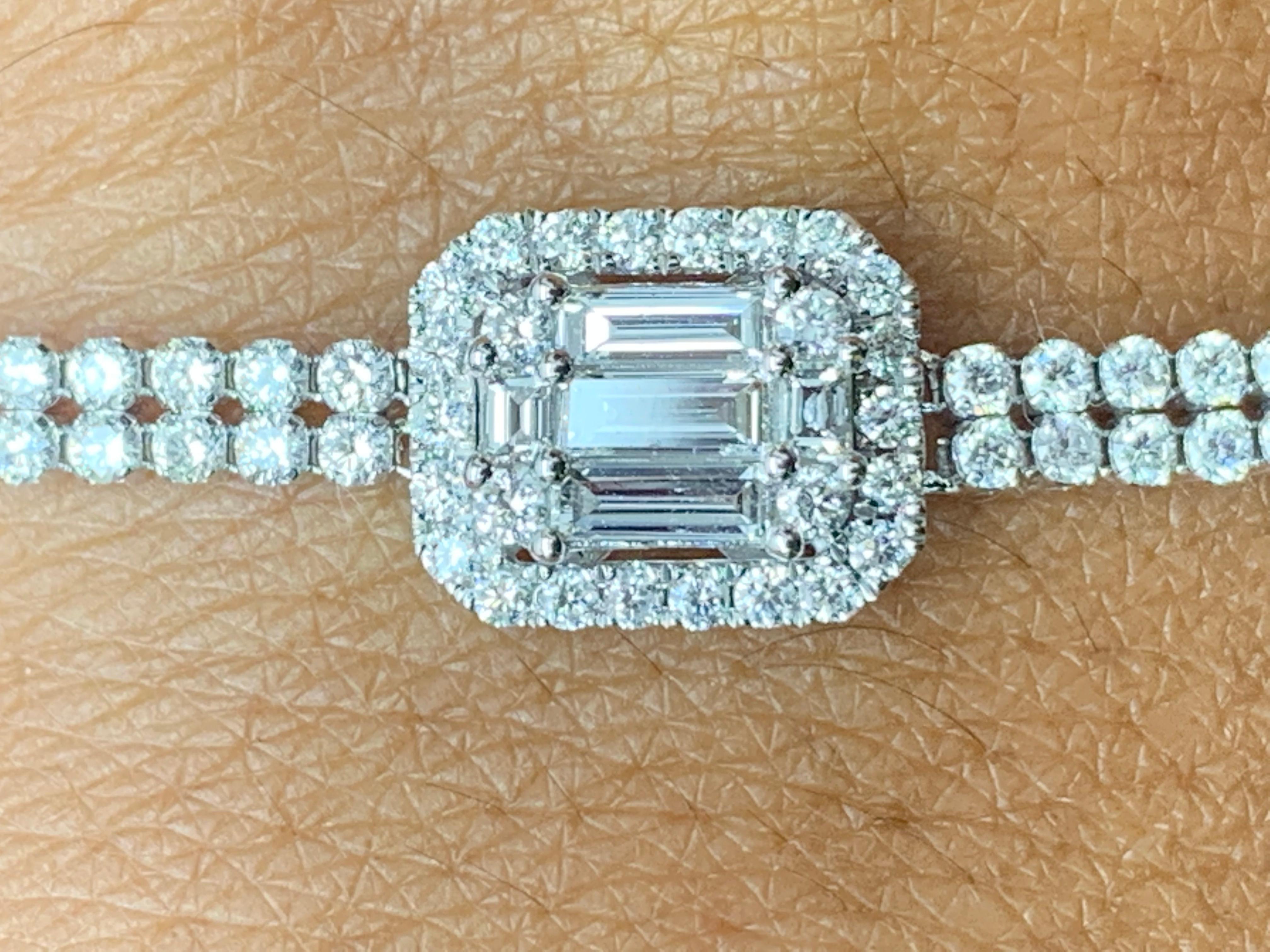 1.10 Carat Brilliant Cut Adjustable Diamond Bracelet 14K White Gold For Sale 4