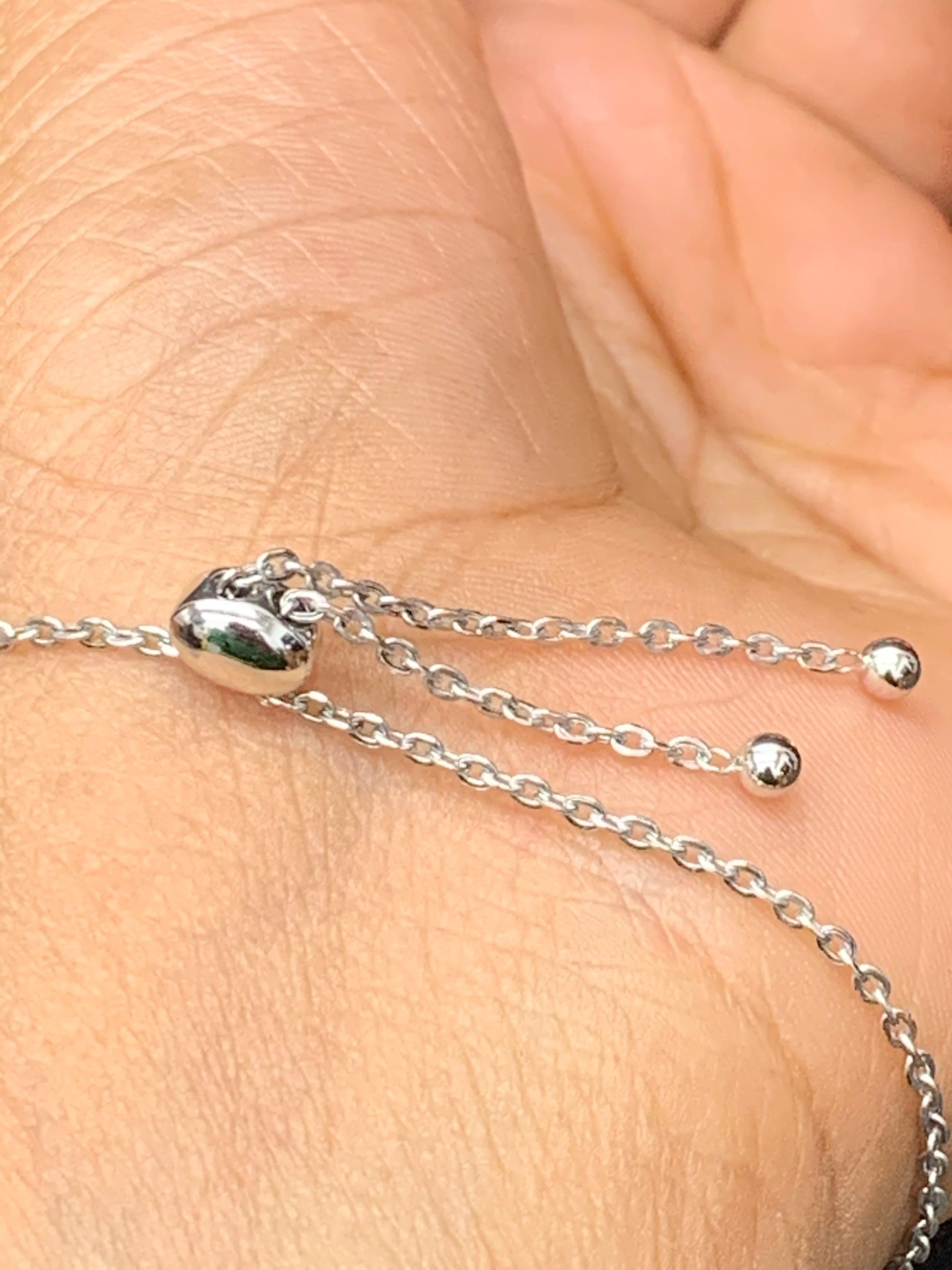 Bracelet réglable en or blanc 14 carats avec diamants taille brillant de 1,10 carat en vente 5