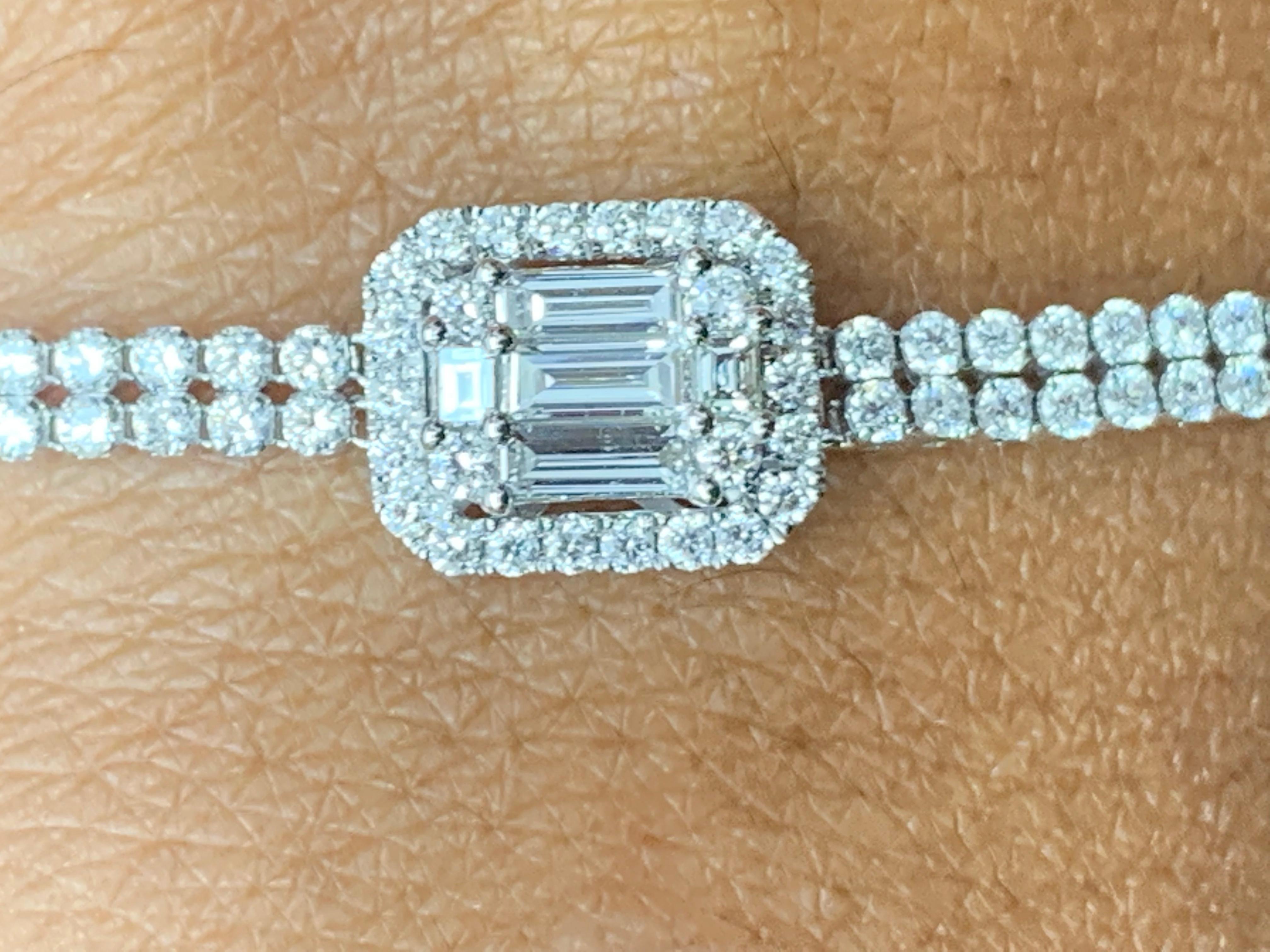 1,10 Karat Brillantschliff Verstellbares Diamantarmband 14K Weißgold im Angebot 2