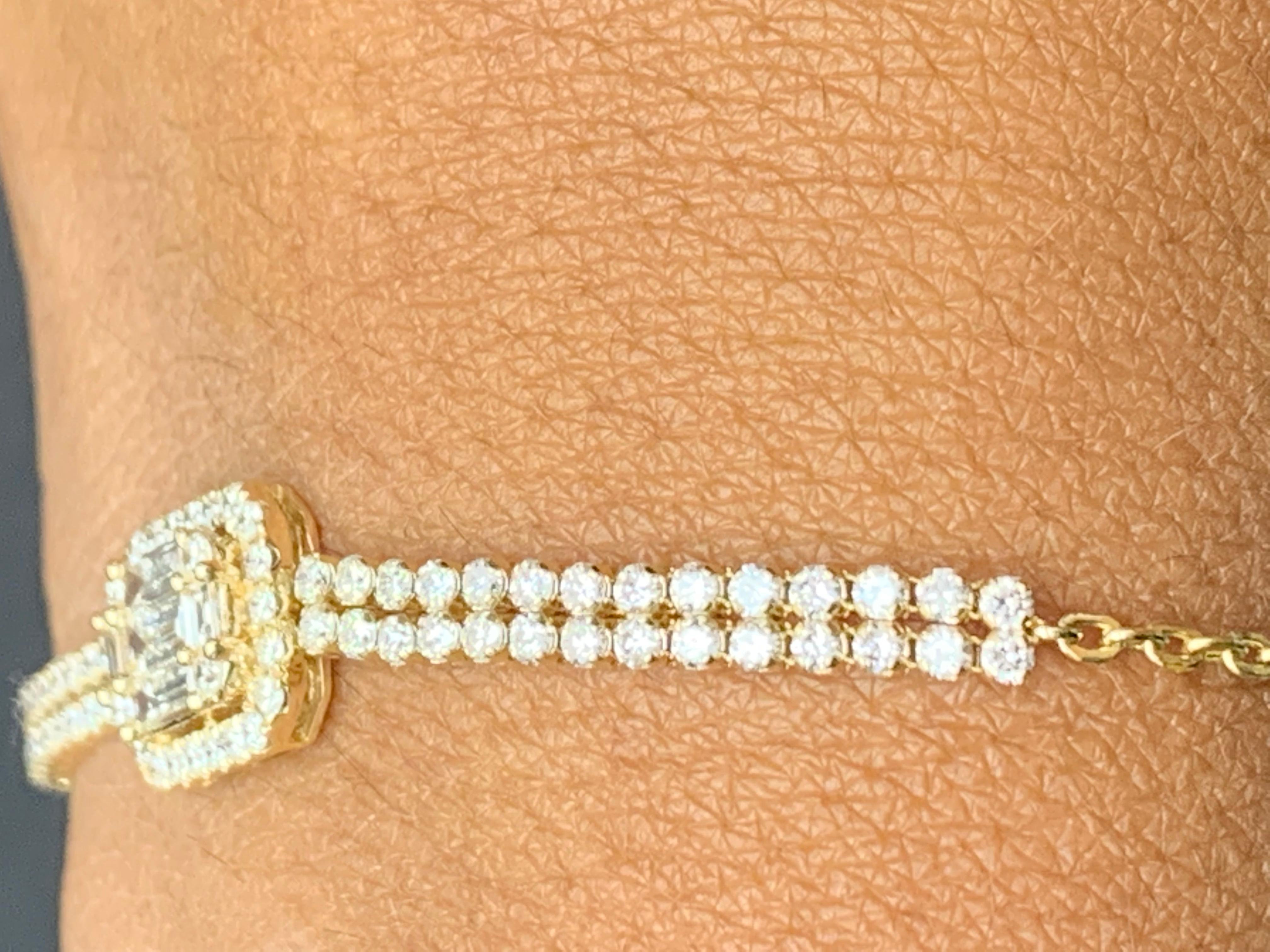 1.10 Carat Brilliant Cut Adjustable Diamond  Bracelet 14K Yellow Gold For Sale 6