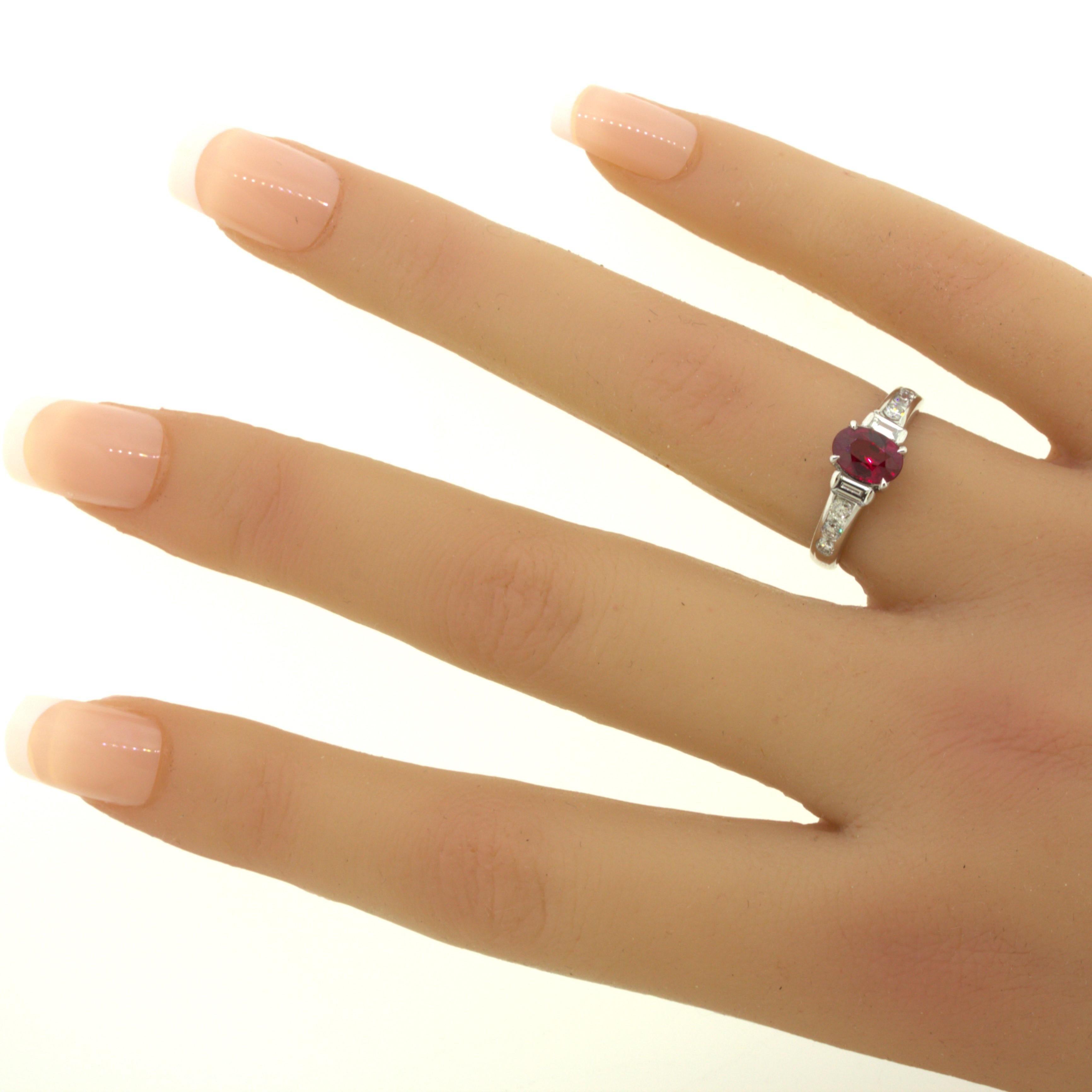 1,10 Karat burmesischer Taubenblut-Rubin-Diamant-Platinring, GRS-zertifiziert im Angebot 7
