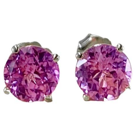 Contemporary 1.10 Carat Ceylon Pink Sapphire Stud Earrings Gold - Platinum For Sale