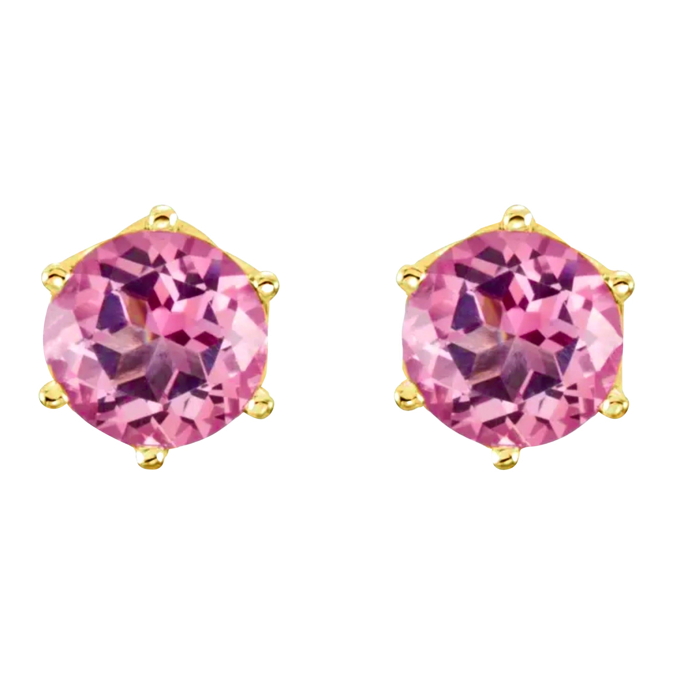 1,10 Karat Ceylon Rosa Saphir Ohrstecker Gold - Platin