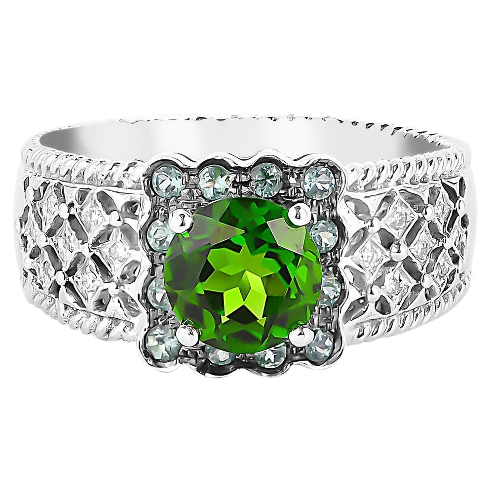 1,10 Karat Chrom Diopside-Ring aus 14 Karat Weißgold