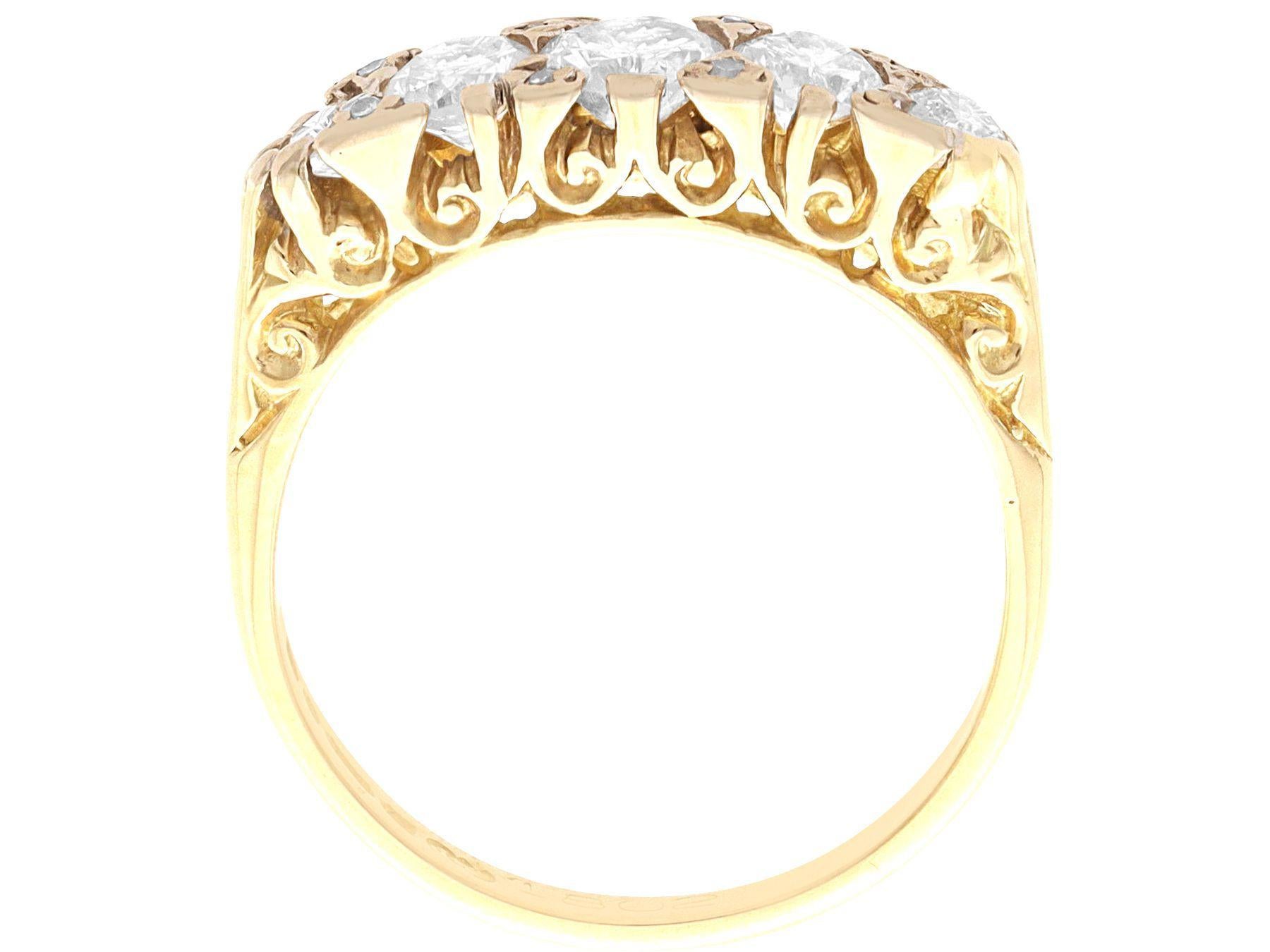 Round Cut 1.10 Carat Diamond and 18k Yellow Gold Five Stone Ring For Sale