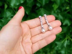 Tropfenohrringe aus Platin und Weißgold mit 1,10 Karat Diamanten und Zuchtperlen