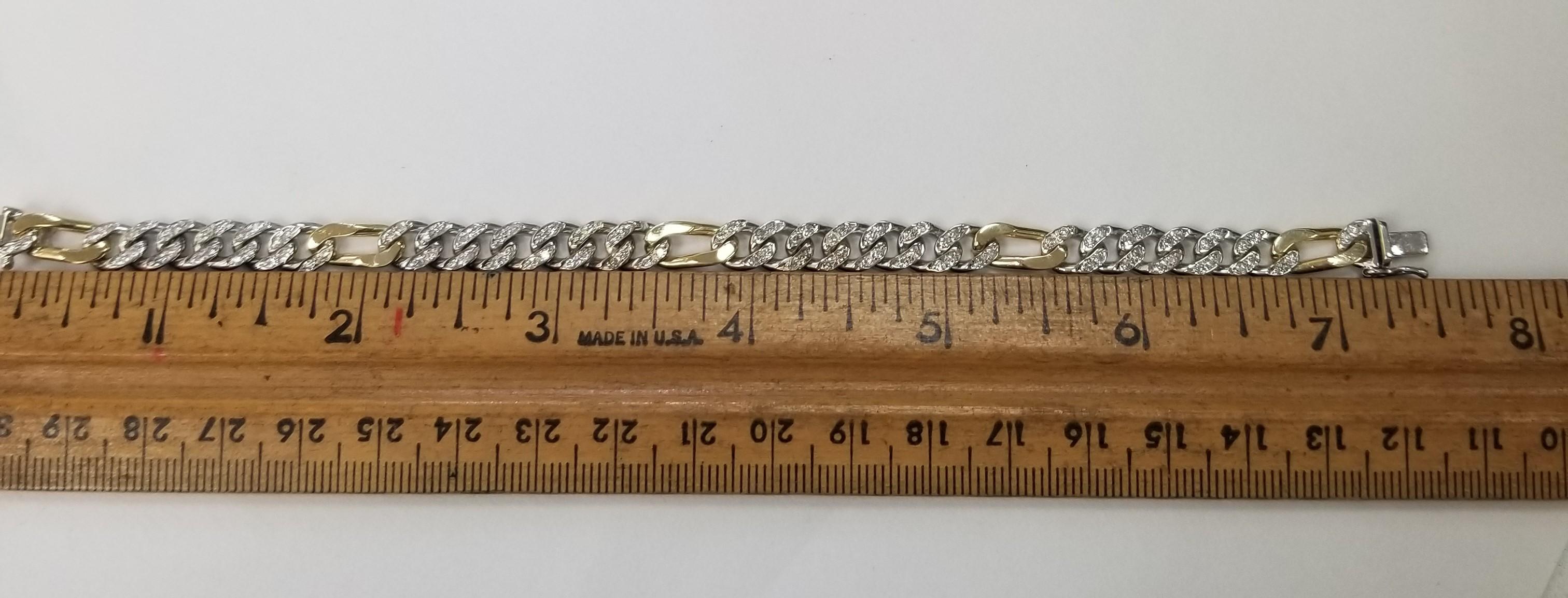 18 Karat Weiß- und Gelbgold Gliederarmband mit Diamanten im Gliederstil Pave' mit einem Gewicht von 1,10 Karat. (Zeitgenössisch) im Angebot