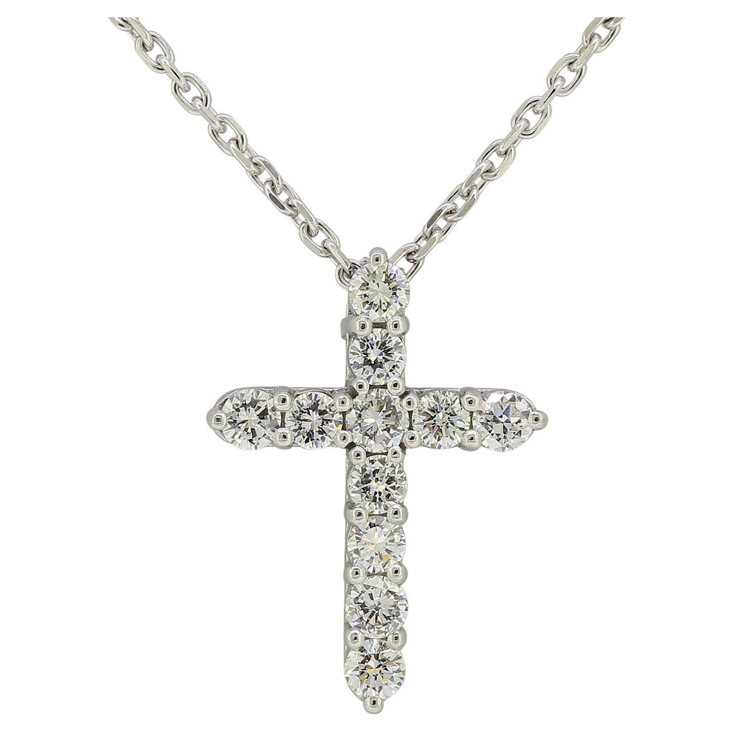 1.10 Carat Diamond Cross Pendant Necklace