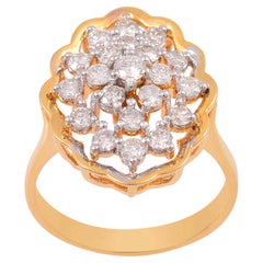 1.10 Carat Diamond Flower Design Ring 18 Karat Rose Gold Handmade Fine Jewelry (Bague à motif de fleur en or rose 18 carats)