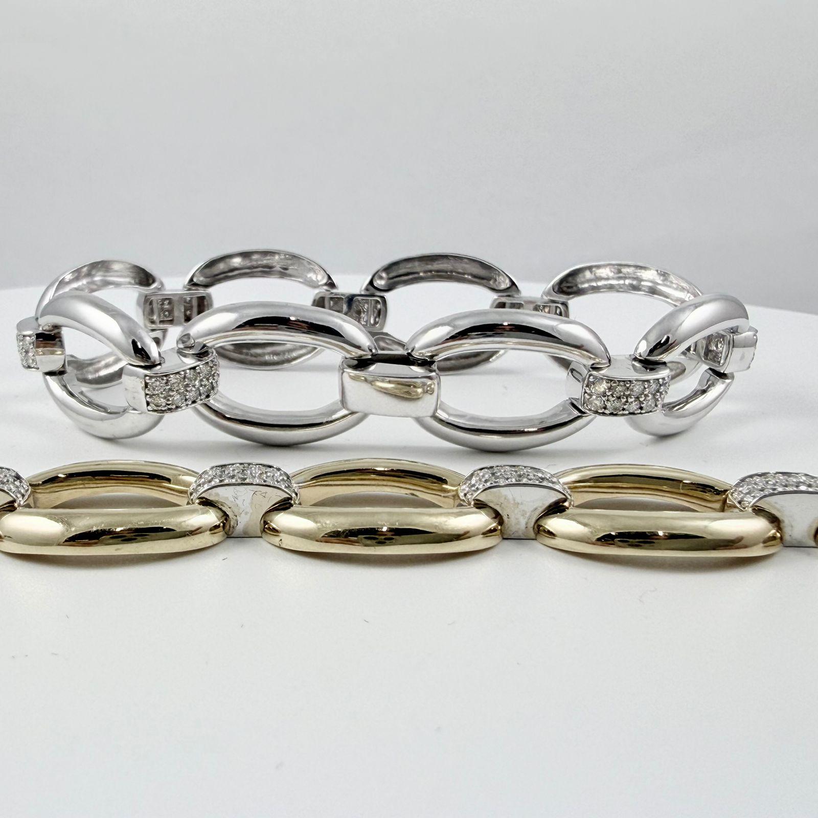 Bracelet fantaisie en or blanc 14 carats à maillons et diamants de 1,10 carat en vente 4