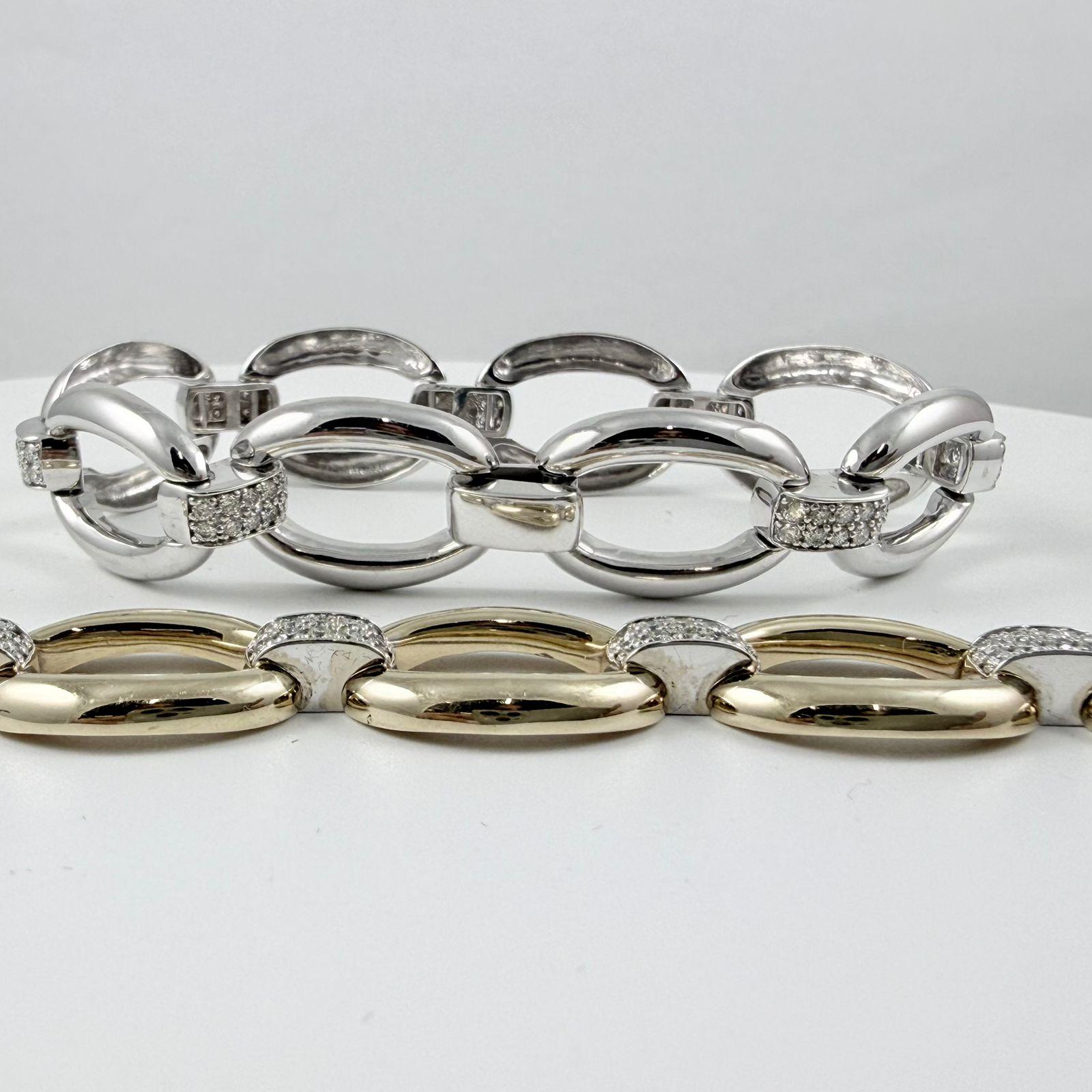 Bracelet fantaisie en or blanc 14 carats à maillons et diamants de 1,10 carat en vente 5