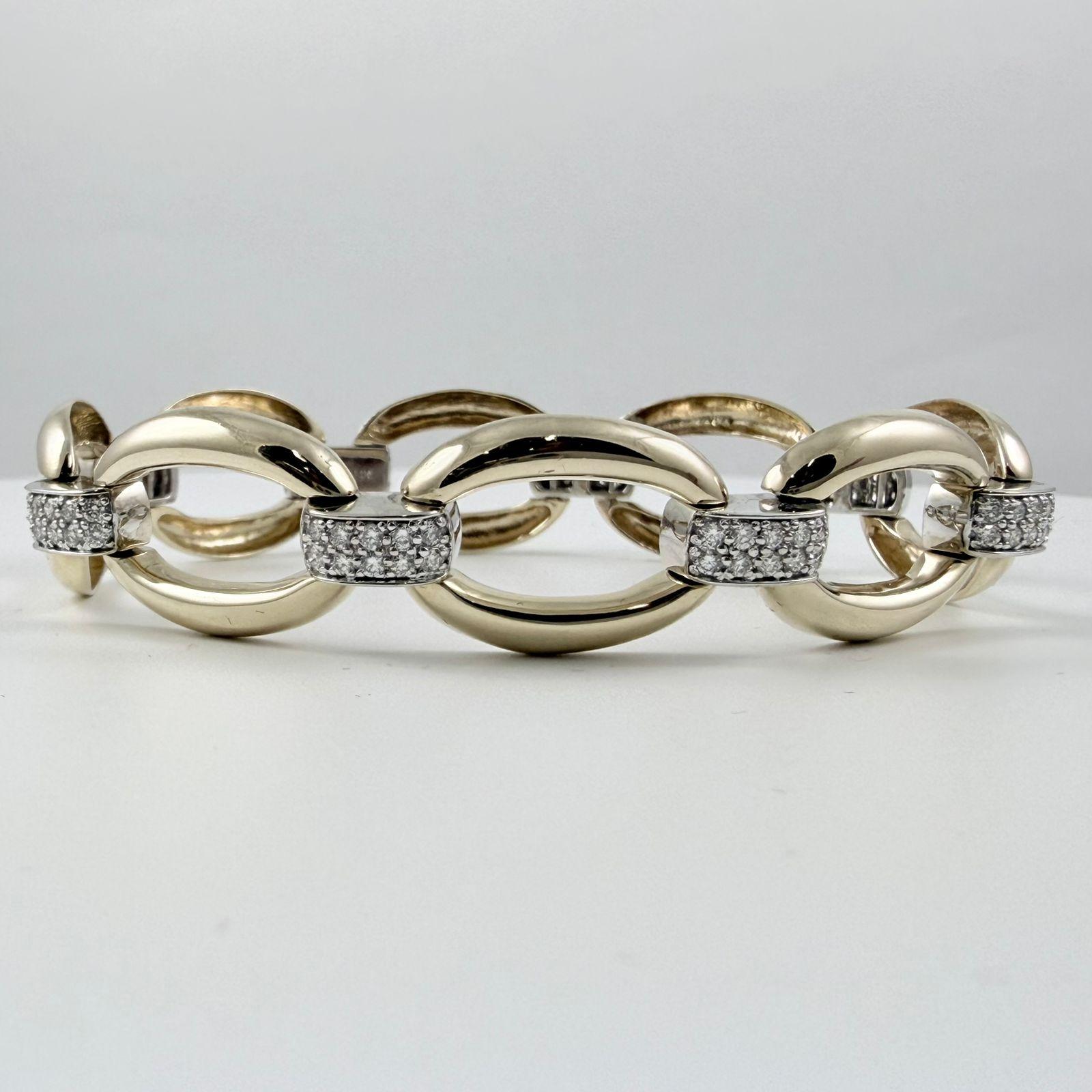 Contemporain Bracelet fantaisie en or blanc 14 carats à maillons et diamants de 1,10 carat en vente