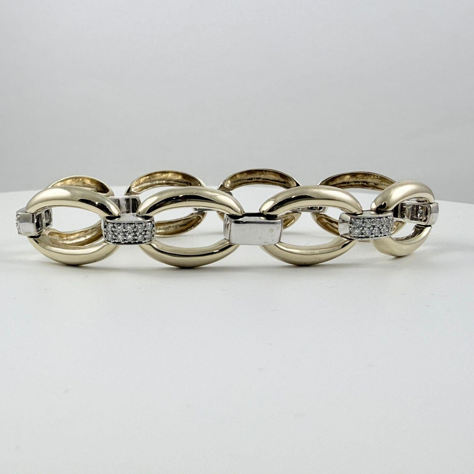 Bracelet fantaisie en or blanc 14 carats à maillons et diamants de 1,10 carat Neuf - En vente à New York, NY