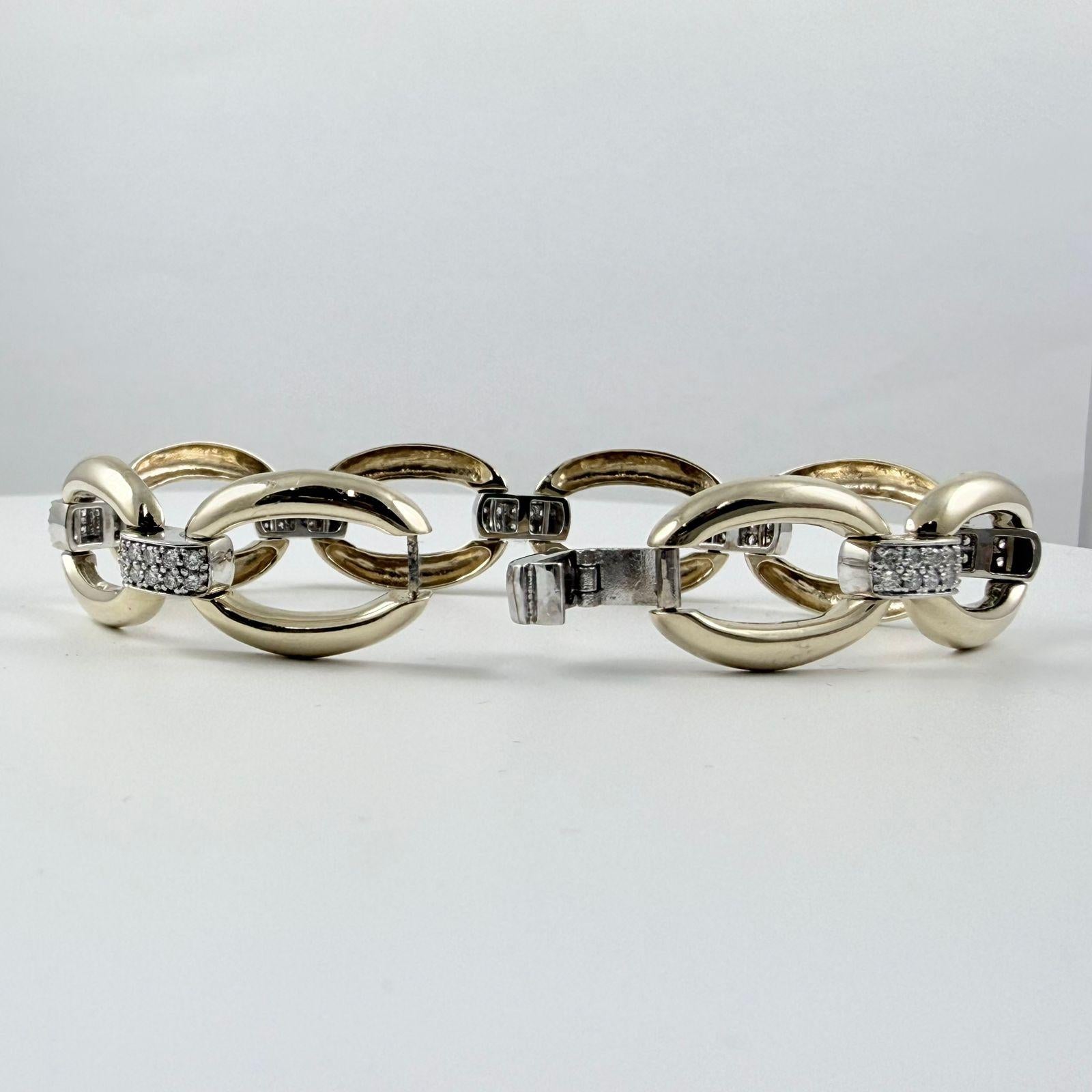 Bracelet fantaisie en or blanc 14 carats à maillons et diamants de 1,10 carat Unisexe en vente