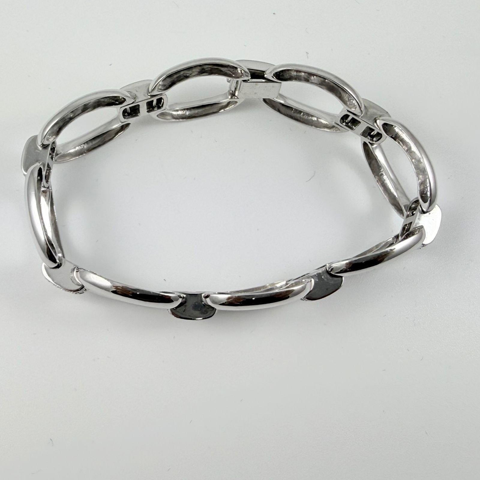 Bracelet fantaisie en or blanc 14 carats à maillons et diamants de 1,10 carat en vente 2