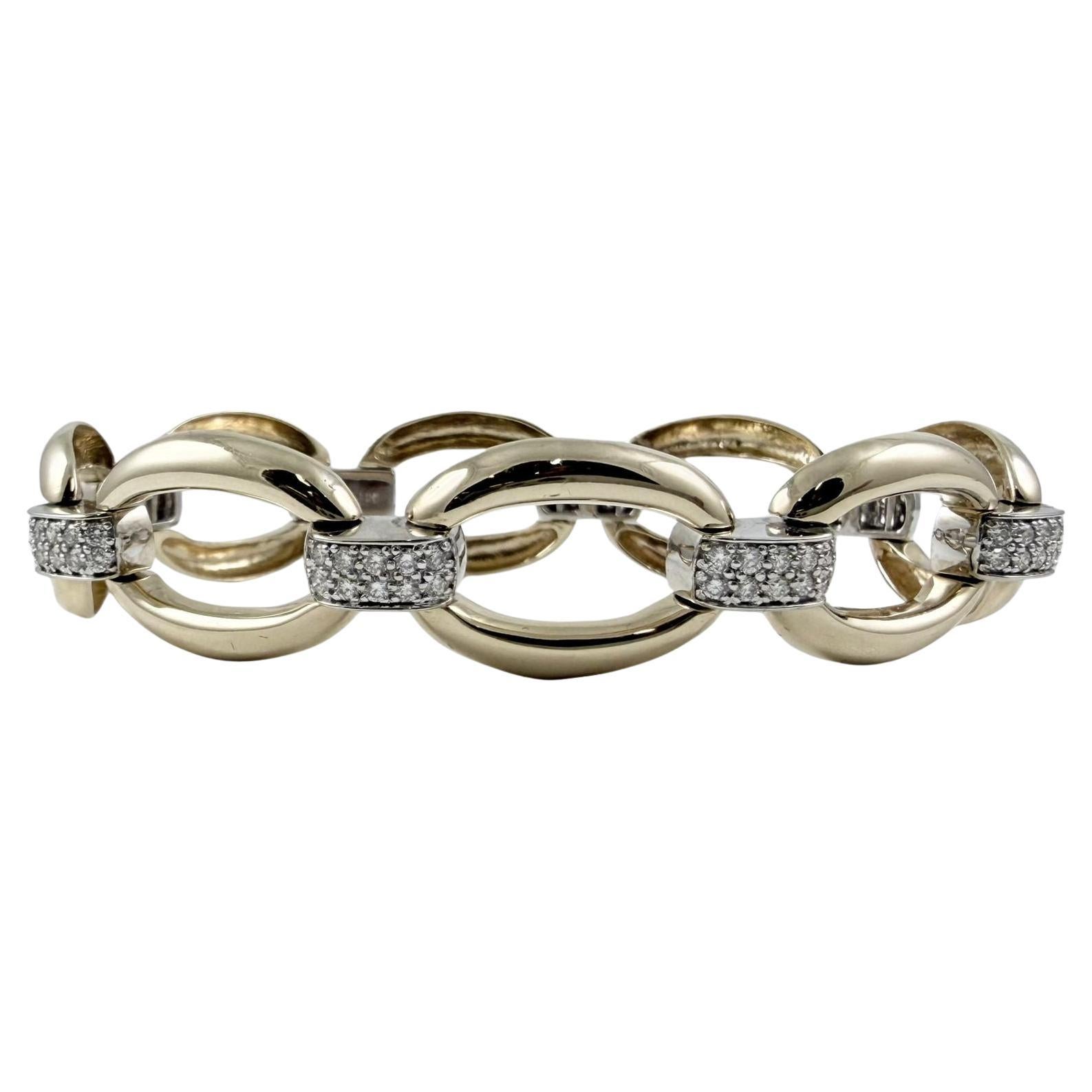 Bracelet fantaisie en or jaune 14 carats à maillons et diamants de 1,10 carat