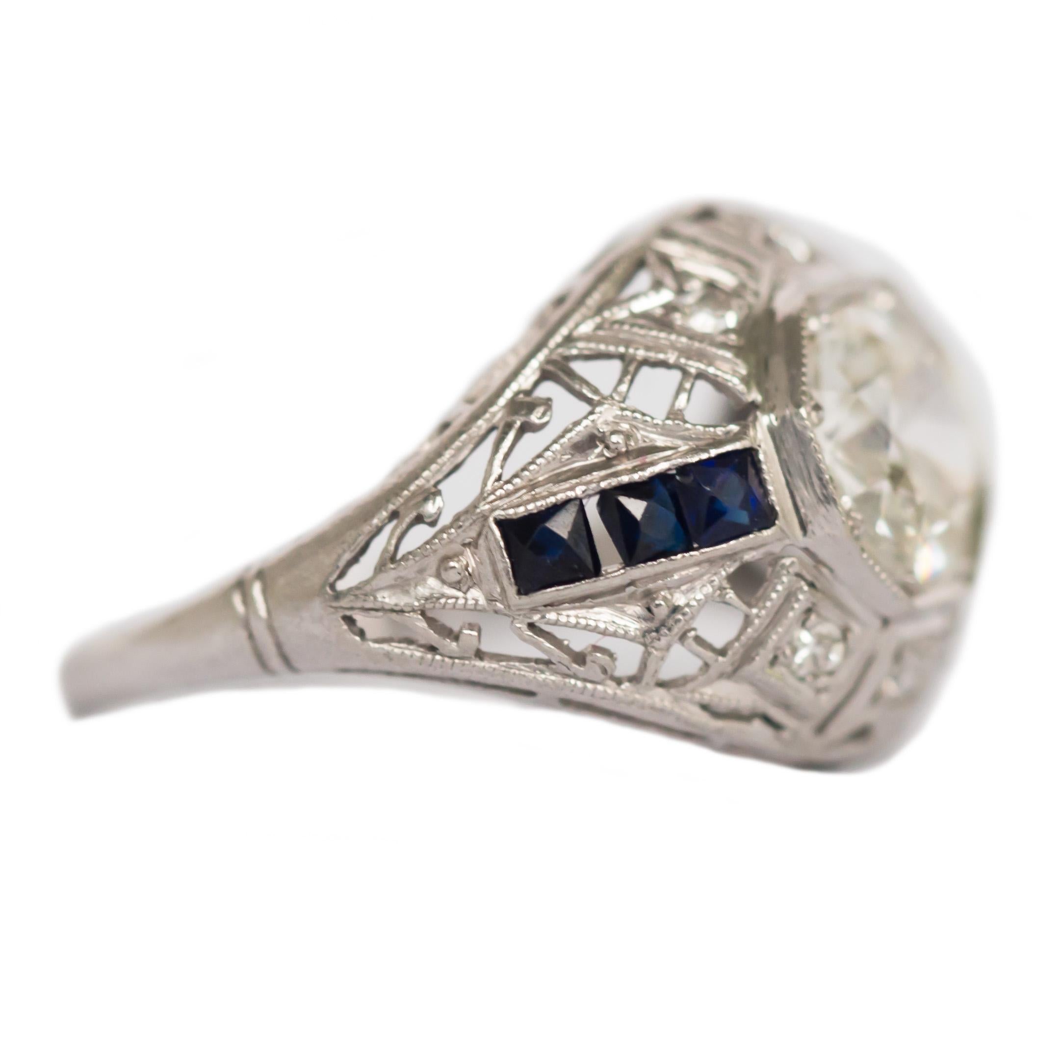 Art déco Bague de fiançailles en platine avec diamant de 1,10 carat en vente