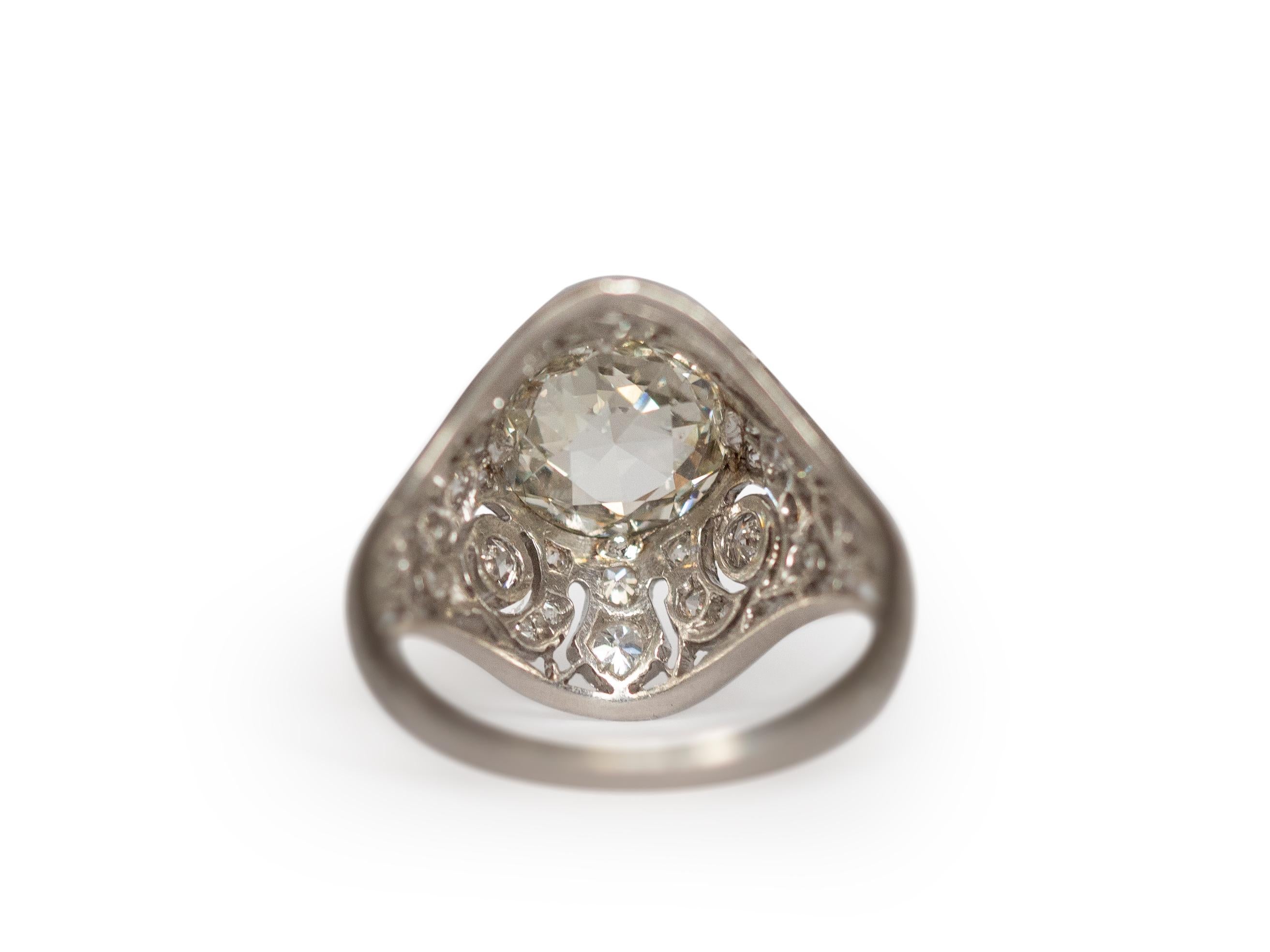 Rose Cut 1.10 Carat Diamond Platinum Engagement Ring For Sale