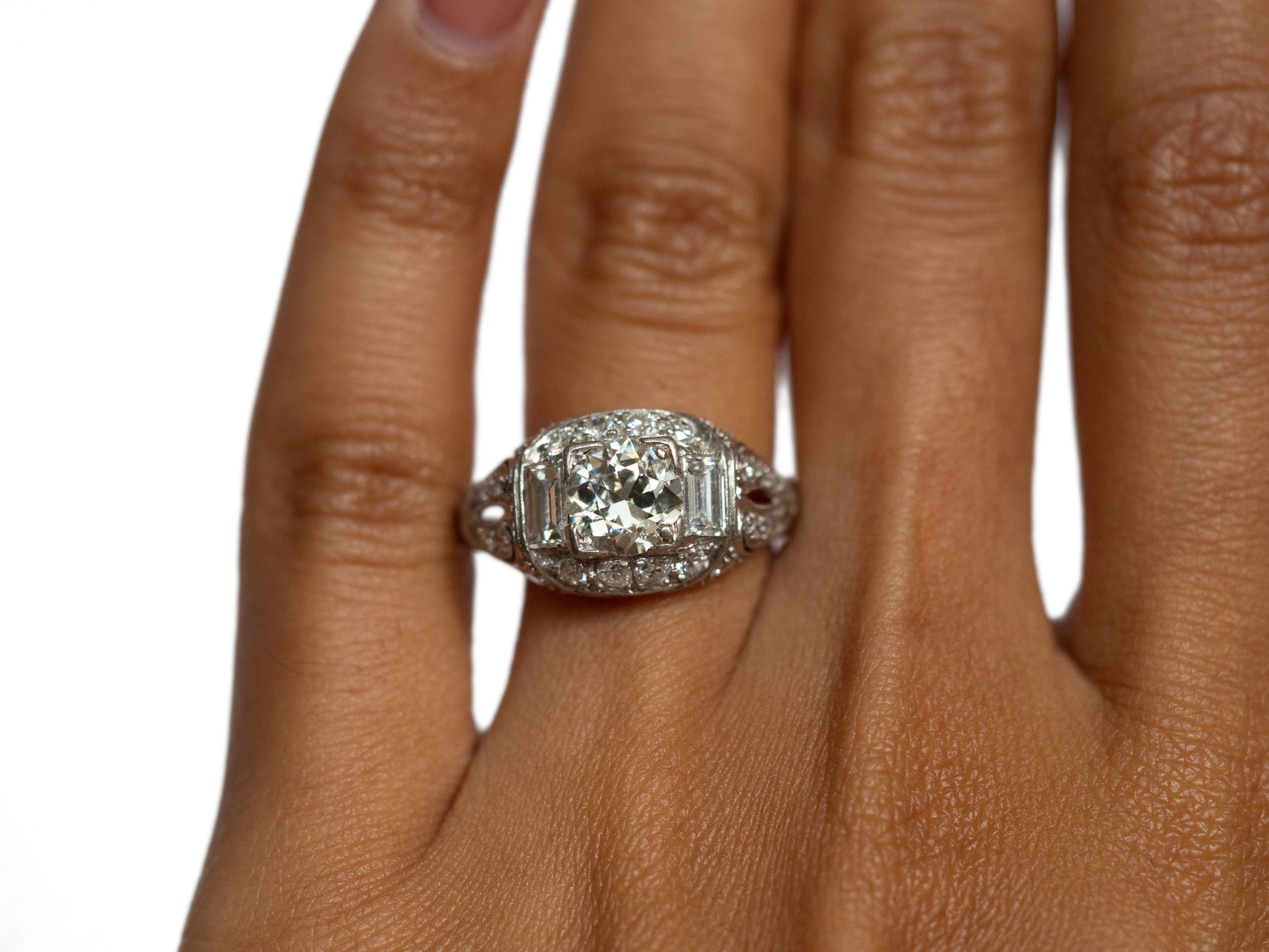 Women's or Men's 1.10 Carat Diamond Platinum Engagement Ring