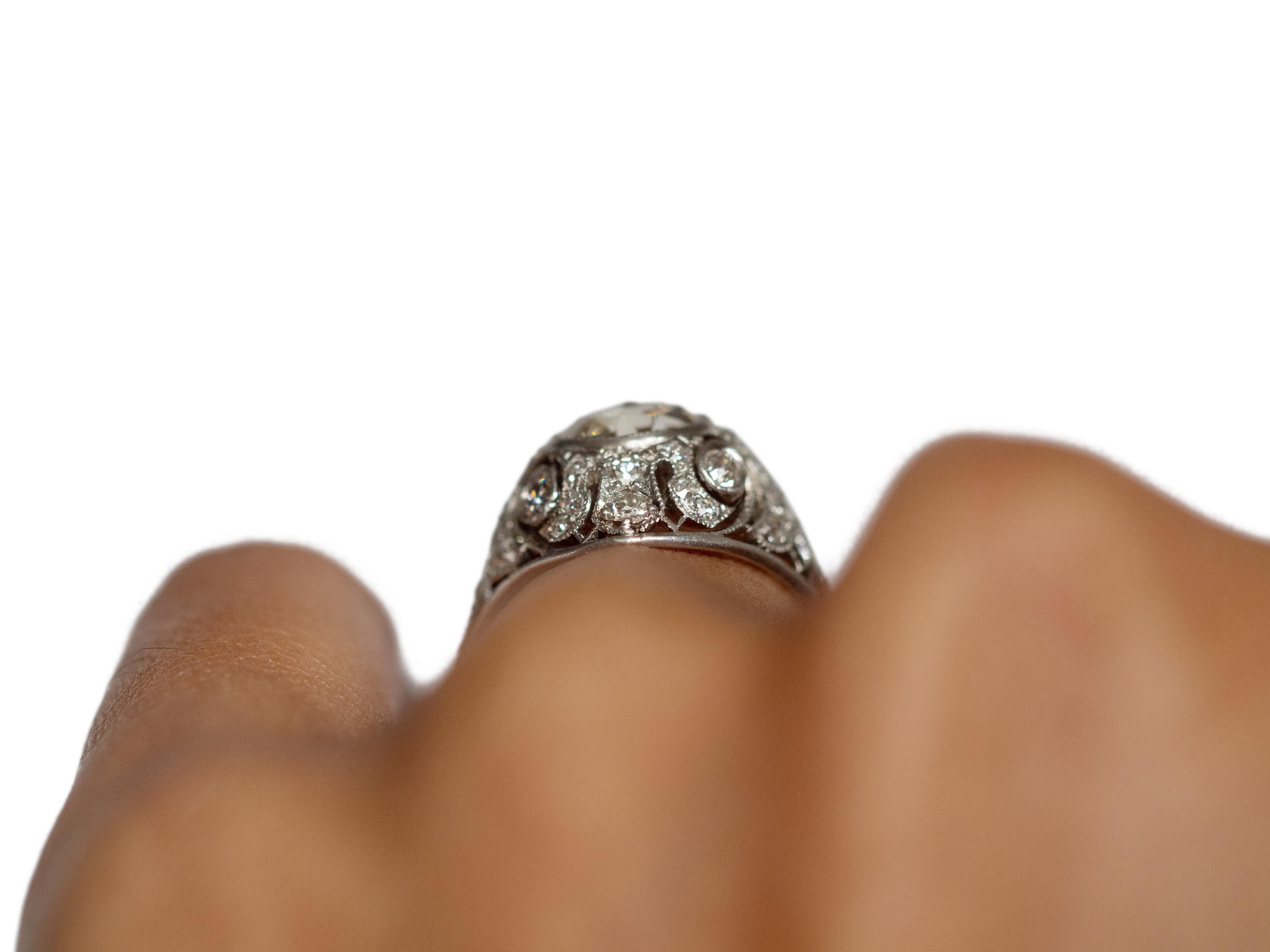 1.10 Carat Diamond Platinum Engagement Ring For Sale 2