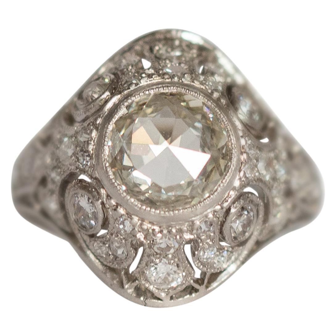 Bague de fiançailles en platine avec diamant de 1,10 carat