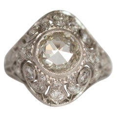 Antique 1.10 Carat Diamond Platinum Engagement Ring