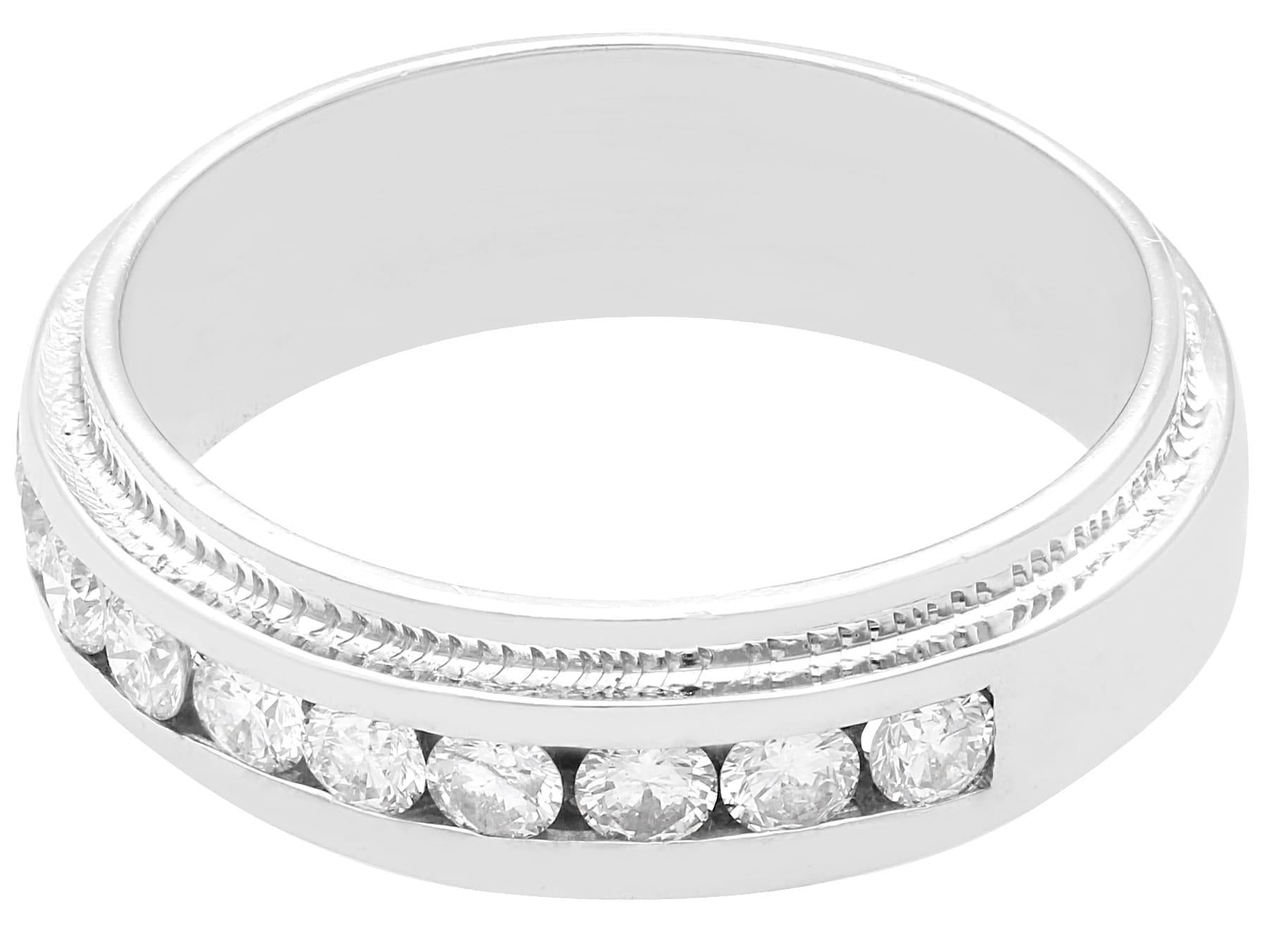 Round Cut Vintage 1.10 Carat Diamond White Gold Half Eternity Ring For Sale