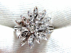 1.10 Quilates Diamantes Perfil Racimo Superior 18 Kilates Anillo Vintage Deco*