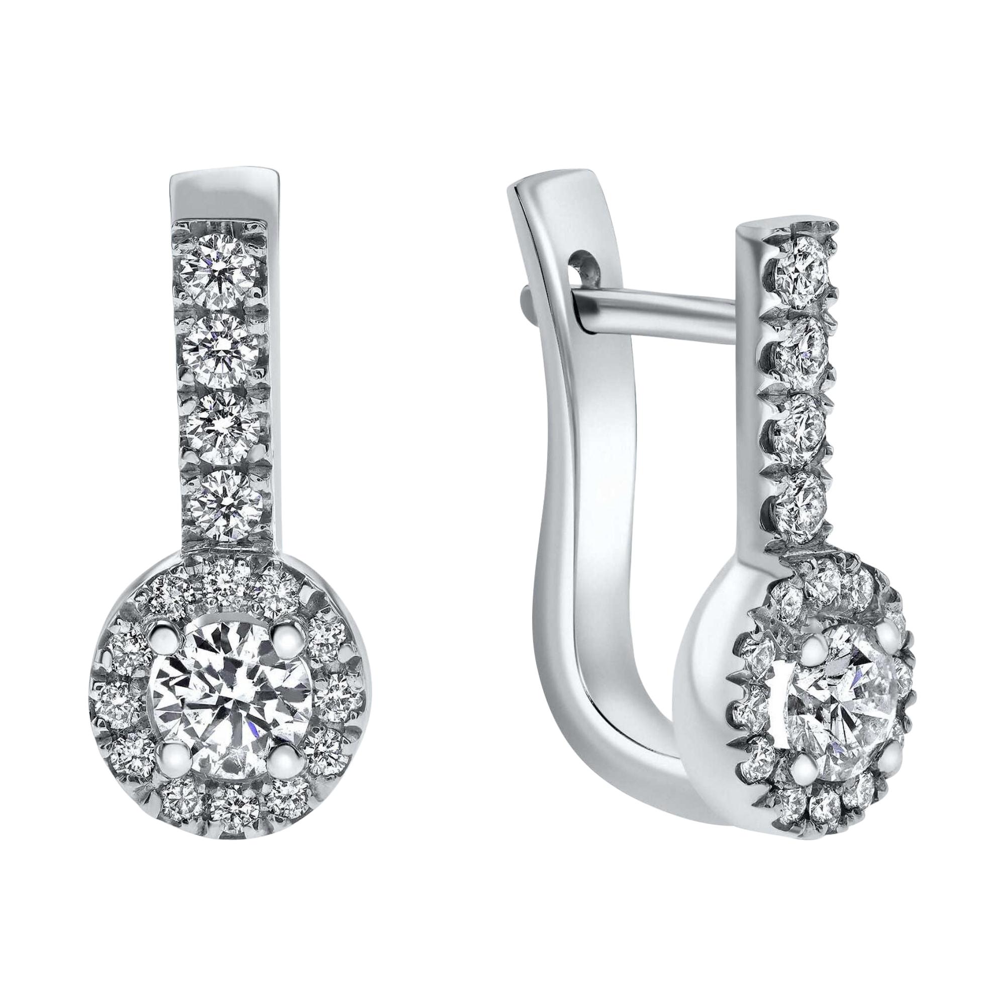 1.10 Carat "Edison" Diamond Earrings in 14K White Gold, Shlomit Rogel For Sale