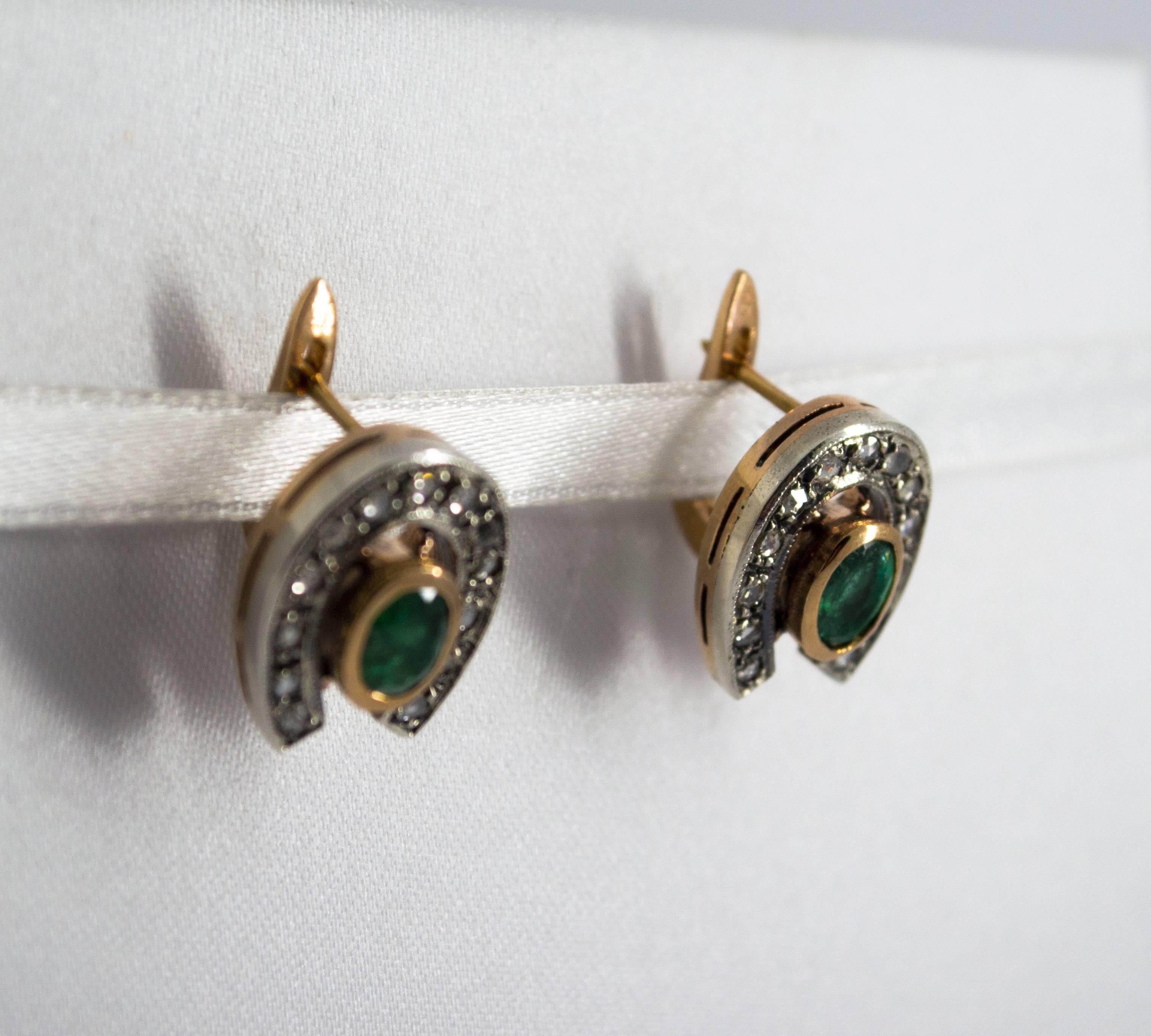 1.10 Carat Emerald 0.30 Carat Diamond Yellow Gold Lever-Back Earrings In New Condition In Naples, IT