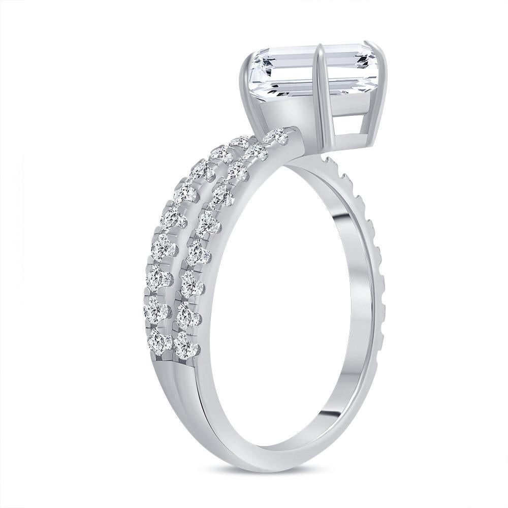 For Sale:  1.10 Carat Emerald Cut Diamond Engagement Ring Design 2