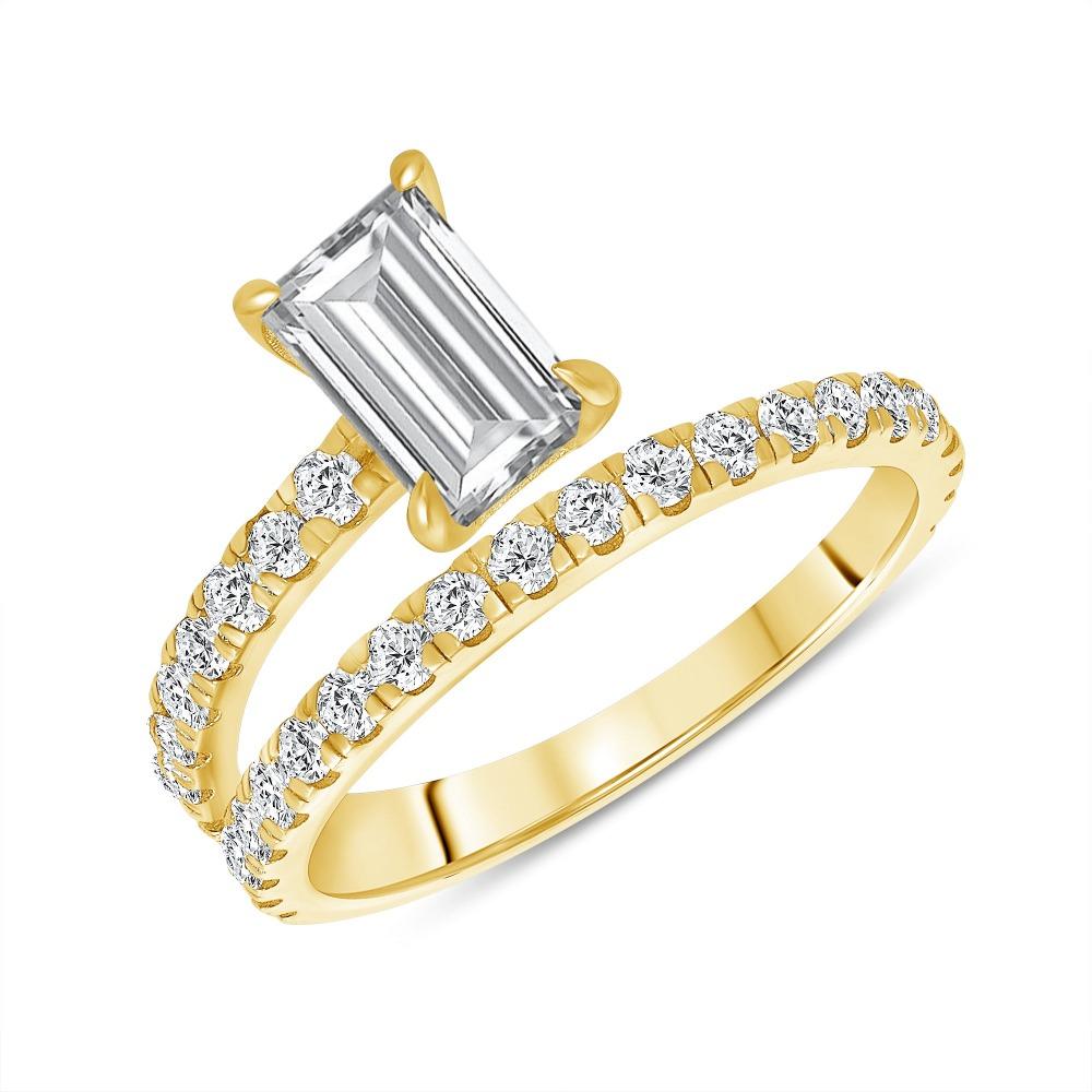 Im Angebot: 1,10 Karat Diamant-Verlobungsring mit Smaragdschliff () 3