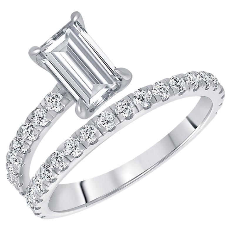 For Sale:  1.10 Carat Emerald Cut Diamond Engagement Ring Design