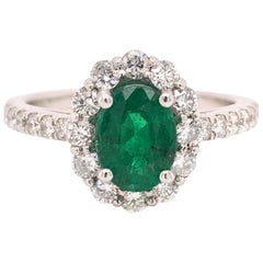 1,10 Karat Smaragd-Diamant-Halo-Ring