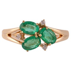 1.10 Carat Emerald & Diamond  Ring 18Karat Yellow Gold