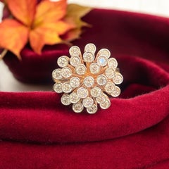 1.10 Carat F/VS1 Round Brilliant Diamonds Snowflake Ring in 18K Rose Gold