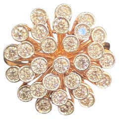 1.10 Carat F/VS1 Round Brilliant Diamonds Snowflake Ring in 18K Rose Gold