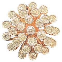 1.10 Carat F/VS1 Round Brilliant Diamonds Snowflake Ring in 18K Rose Gold