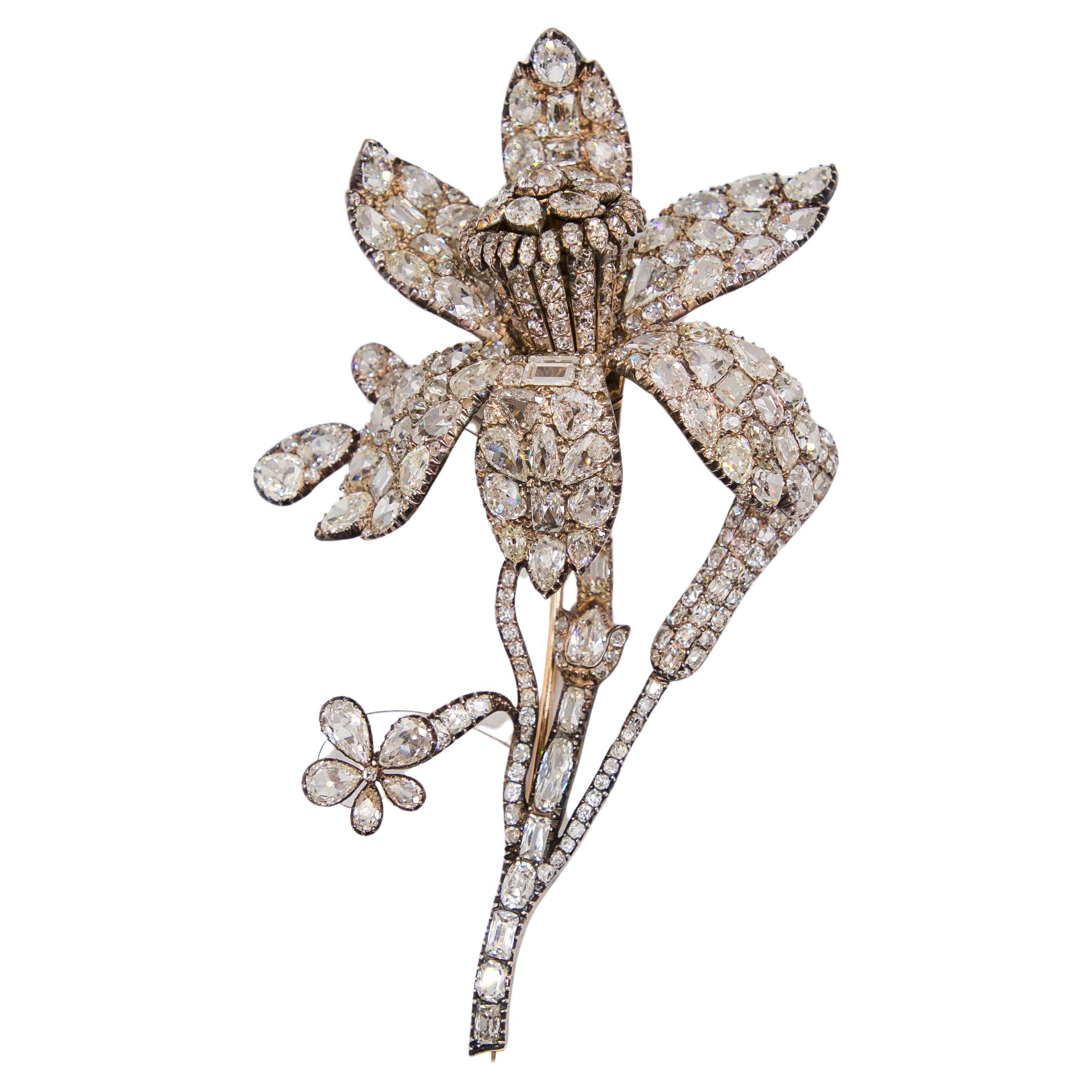 Broche de succession d'un diamant floral de 110 carats, c. 1820