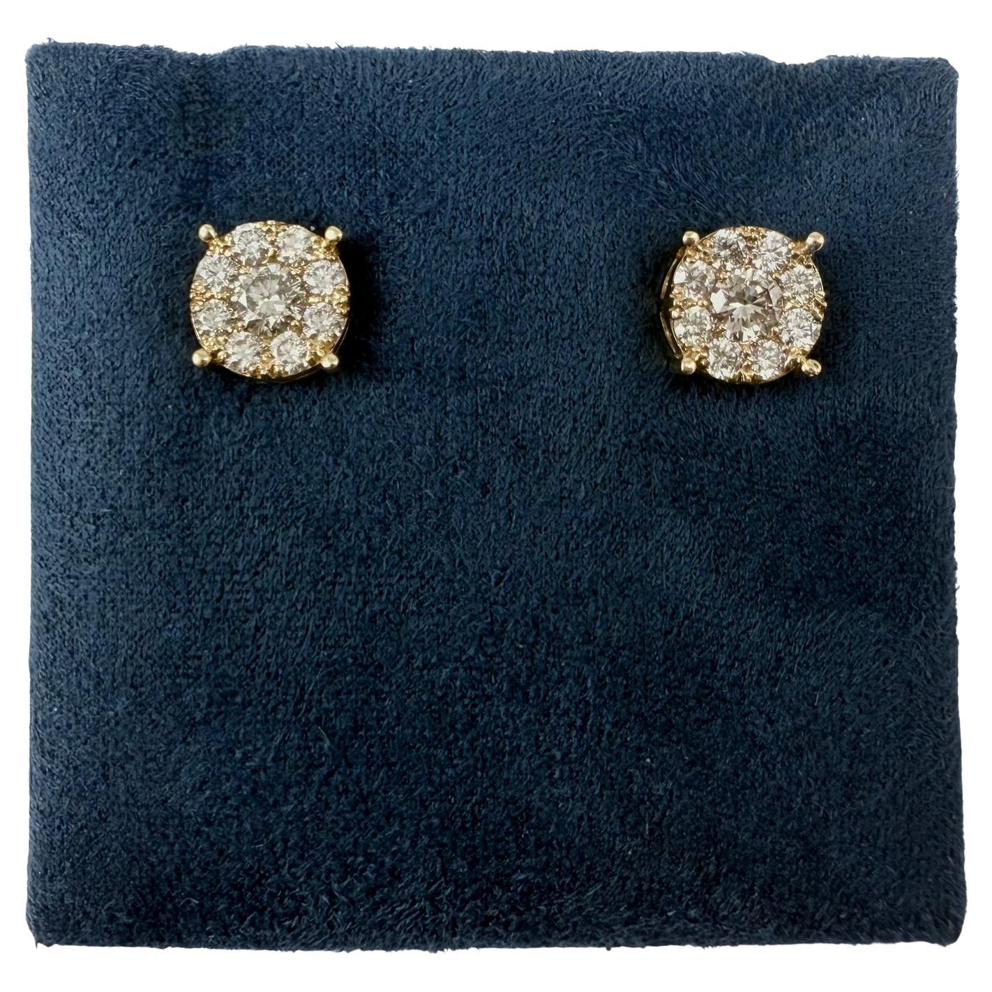 Orecchini con diamanti a illusione da 1,10 carati in oro bianco 14K