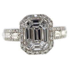 1.10 Carat Illusion Setting Diamond Ring in 18 Karat White Gold
