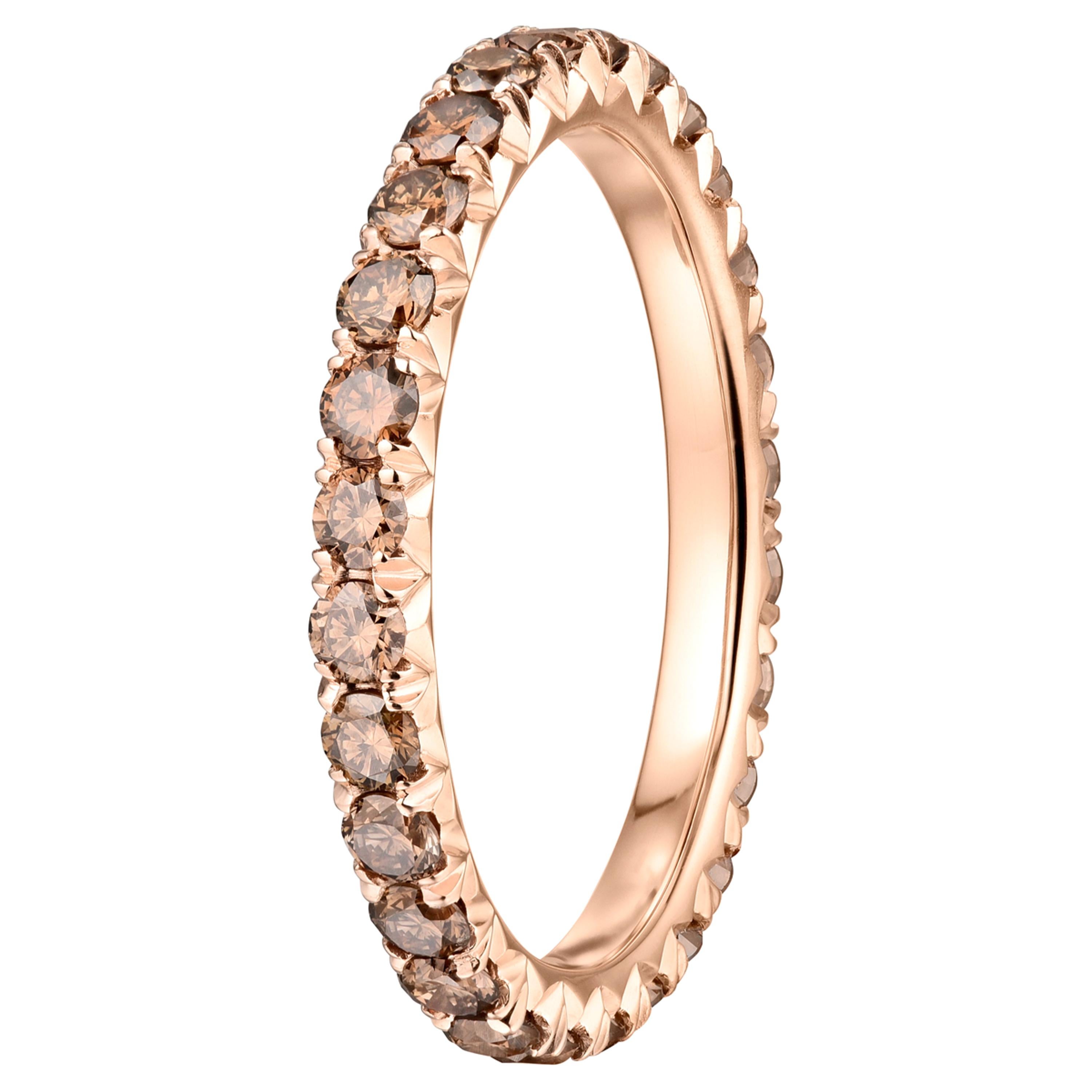 1.10 Carat Micro-Pave Fall Colors Diamond Eternity Wedding Band In Rose Gold For Sale