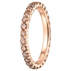 Alianza de boda de diamantes de 1,10 quilates con microesferas de colores otoñales en oro rosa