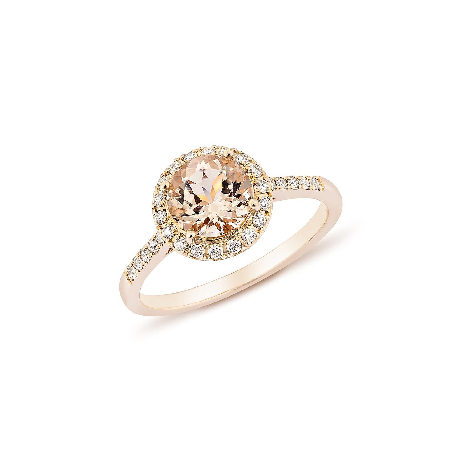Contemporary 1.10 Carat Morganite Fancy Ring in 14Karat Rose Gold with White Diamond.    For Sale