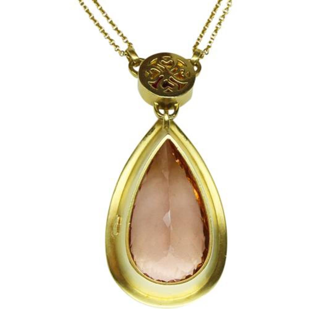 Contemporary 110 Carat Morganite Rubelite and Diamond Gold Necklace Fine Estate Jewelry