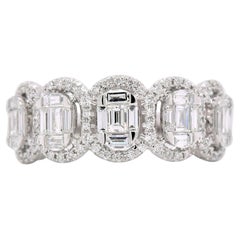 1.10 Carat Multi Baguette Diamond Frame Ring in 18 Karat White Gold