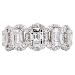 1.10 Carat Multi Baguette Diamond Frame Ring in 18 Karat White Gold