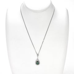 1.10 Carat Natural Australian Black Opal and Diamond Pendant Made in Platinum